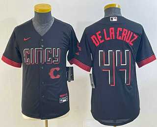 Youth Cincinnati Reds #44 Elly De La Cruz Black 2023 City Connect Cool Base Stitched Jersey->mlb youth jerseys->MLB Jersey